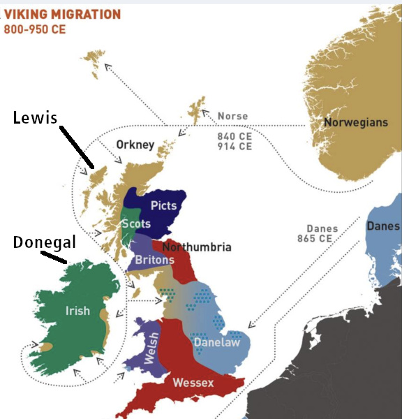 map of British isles and Viking migrations